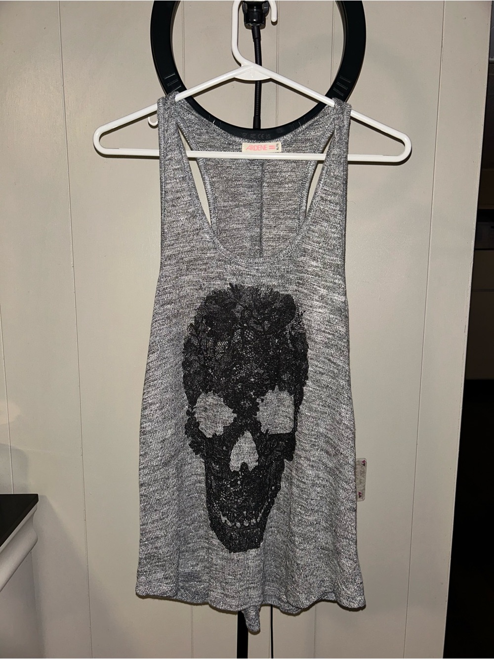 Gray glitter skull Racerback Tank